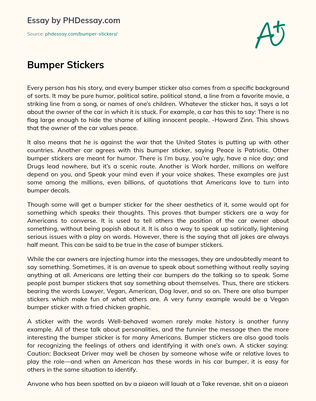 Bumper Stickers essay