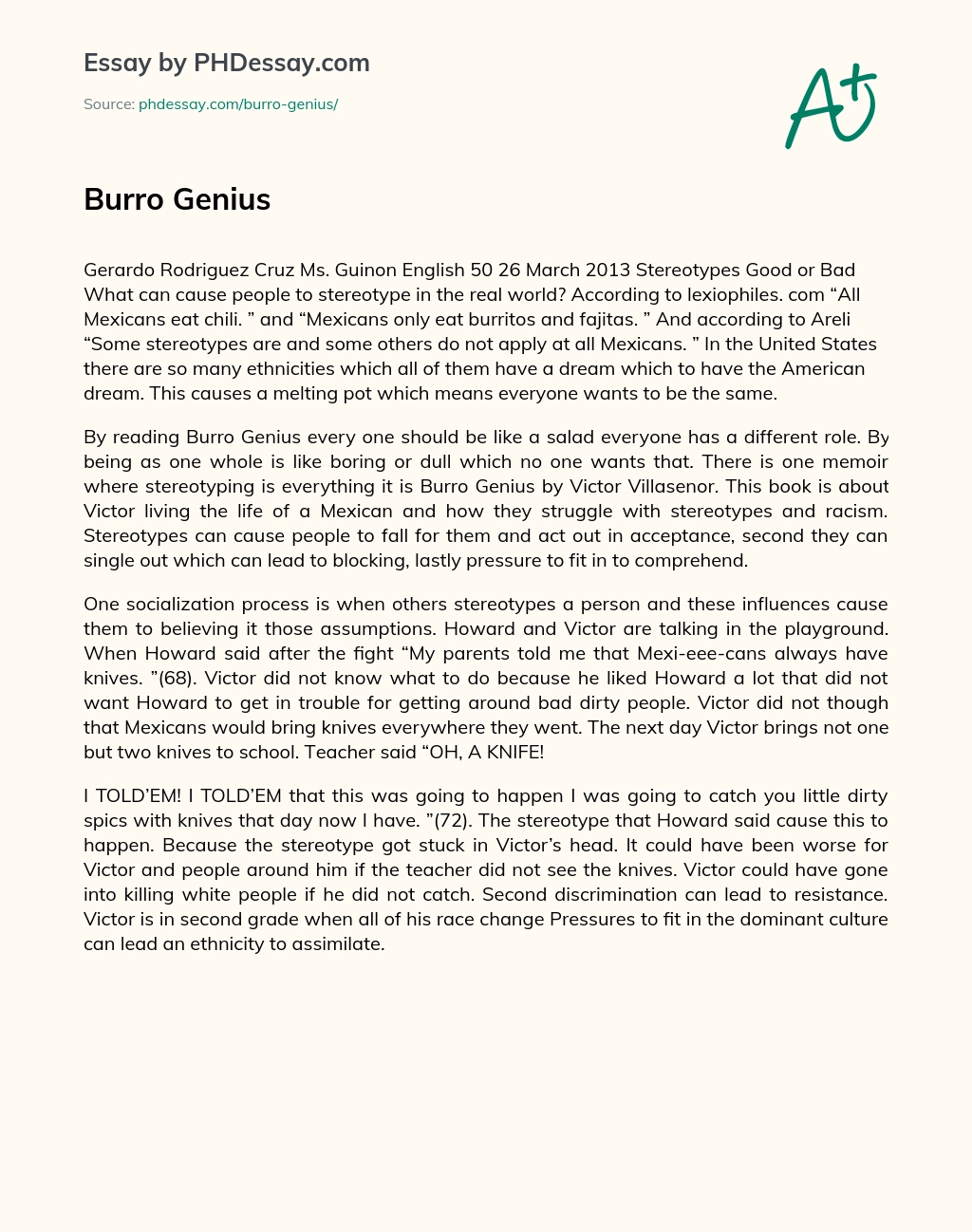Burro Genius essay