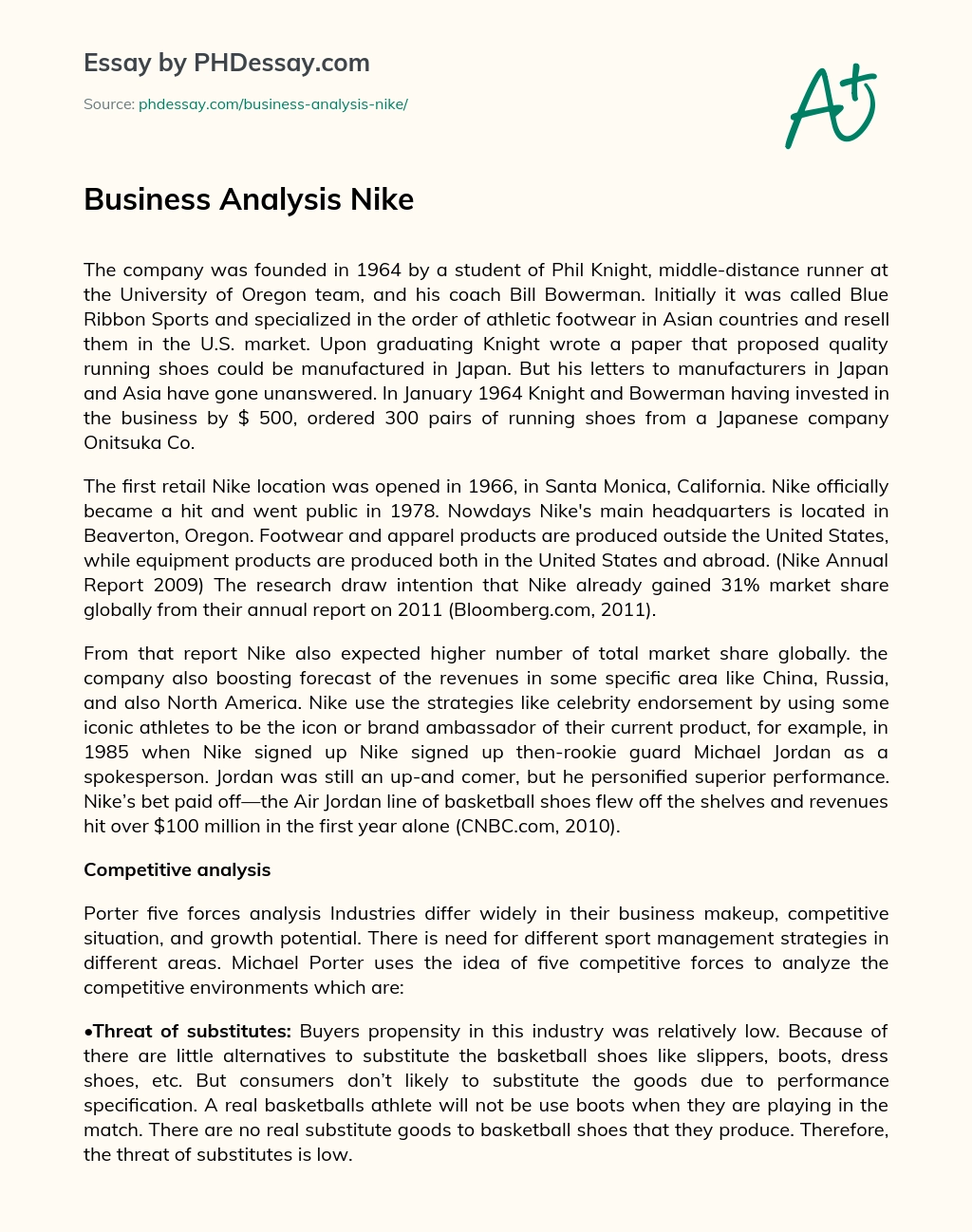 Business Analysis Nike essay
