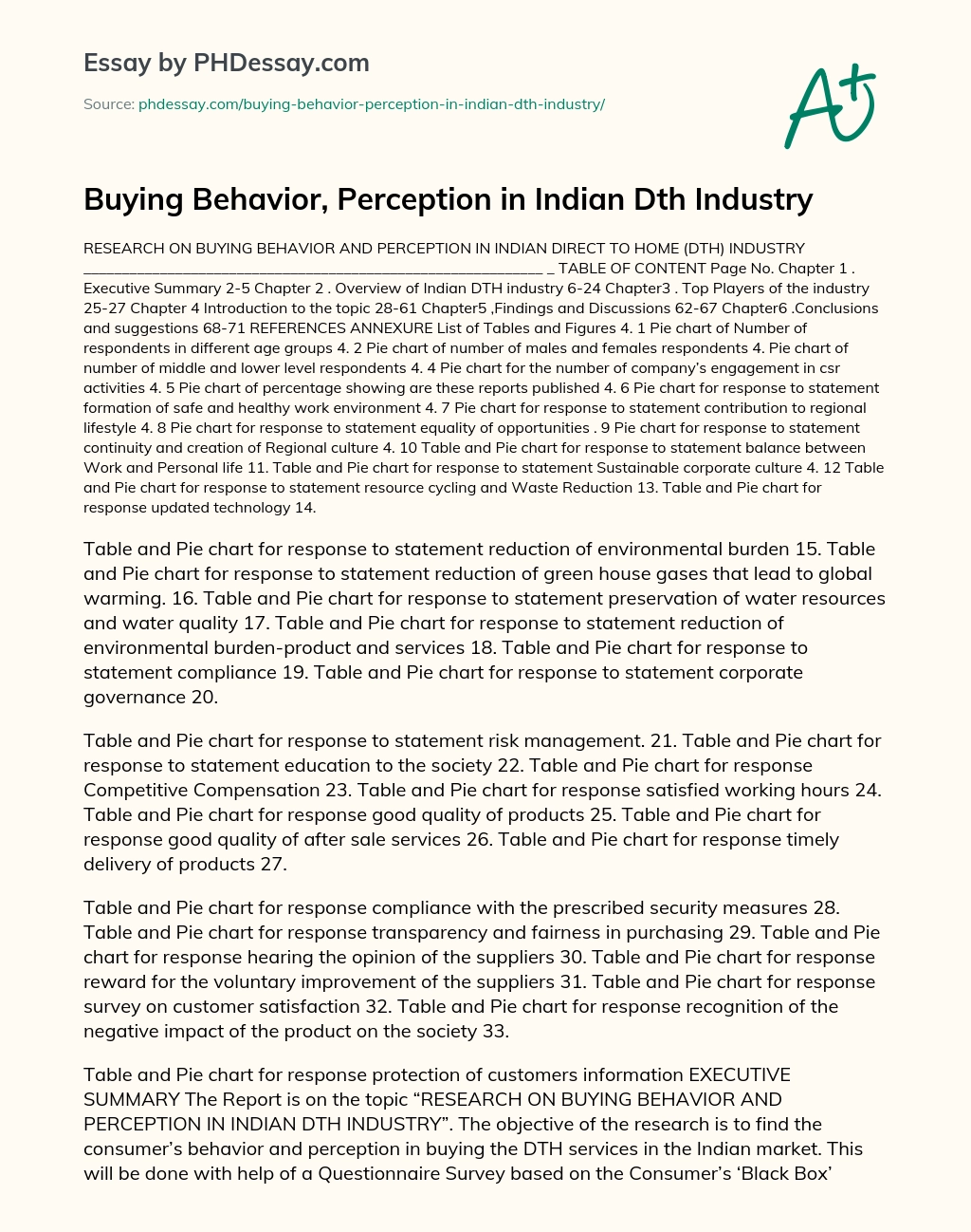 Buying Behavior, Perception in Indian Dth Industry essay