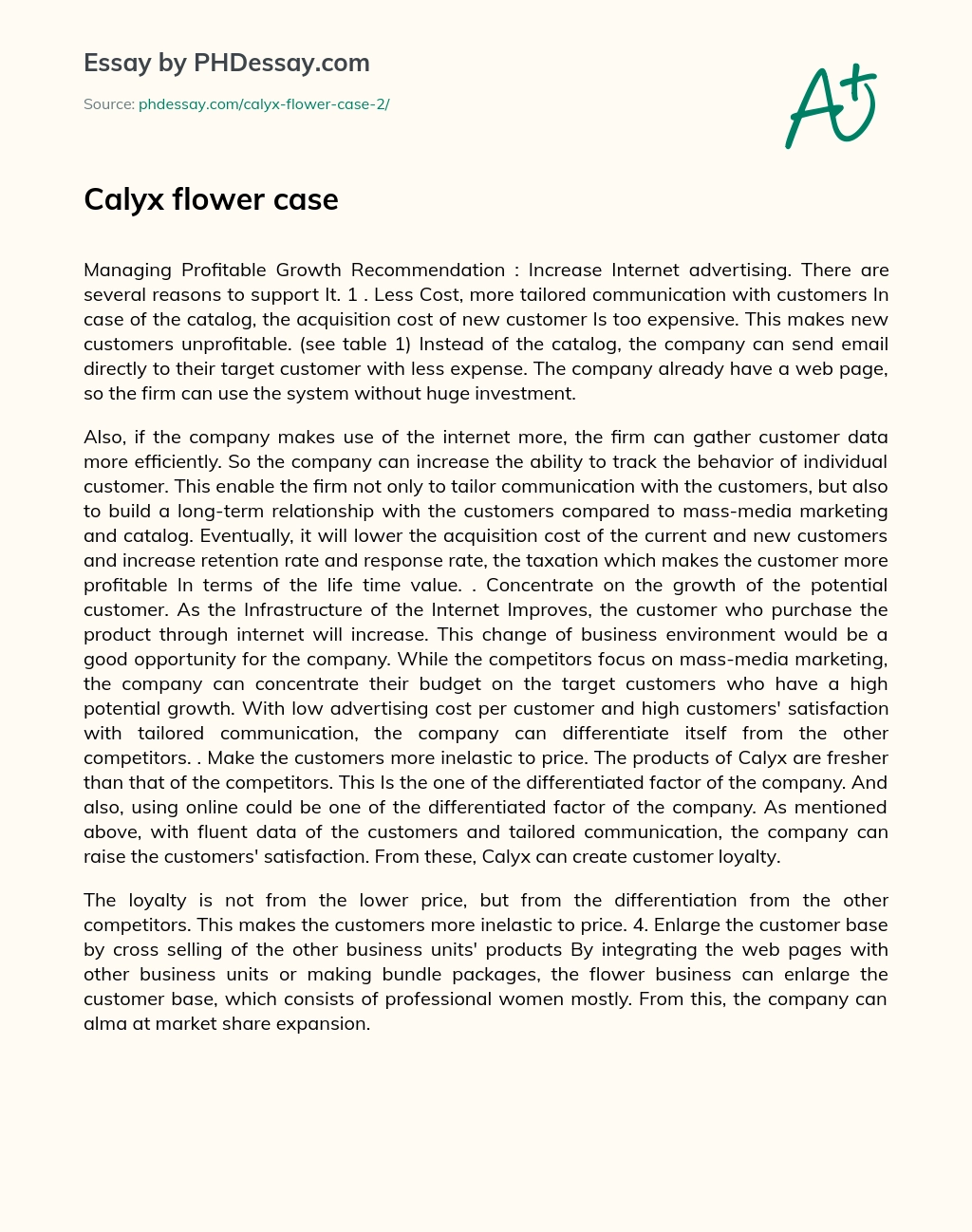 Calyx flower case essay
