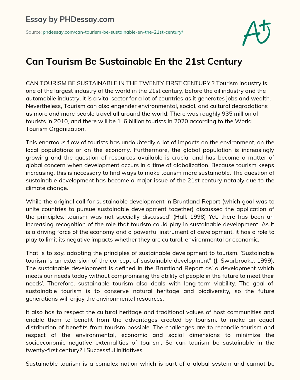 tourism and environment essay
