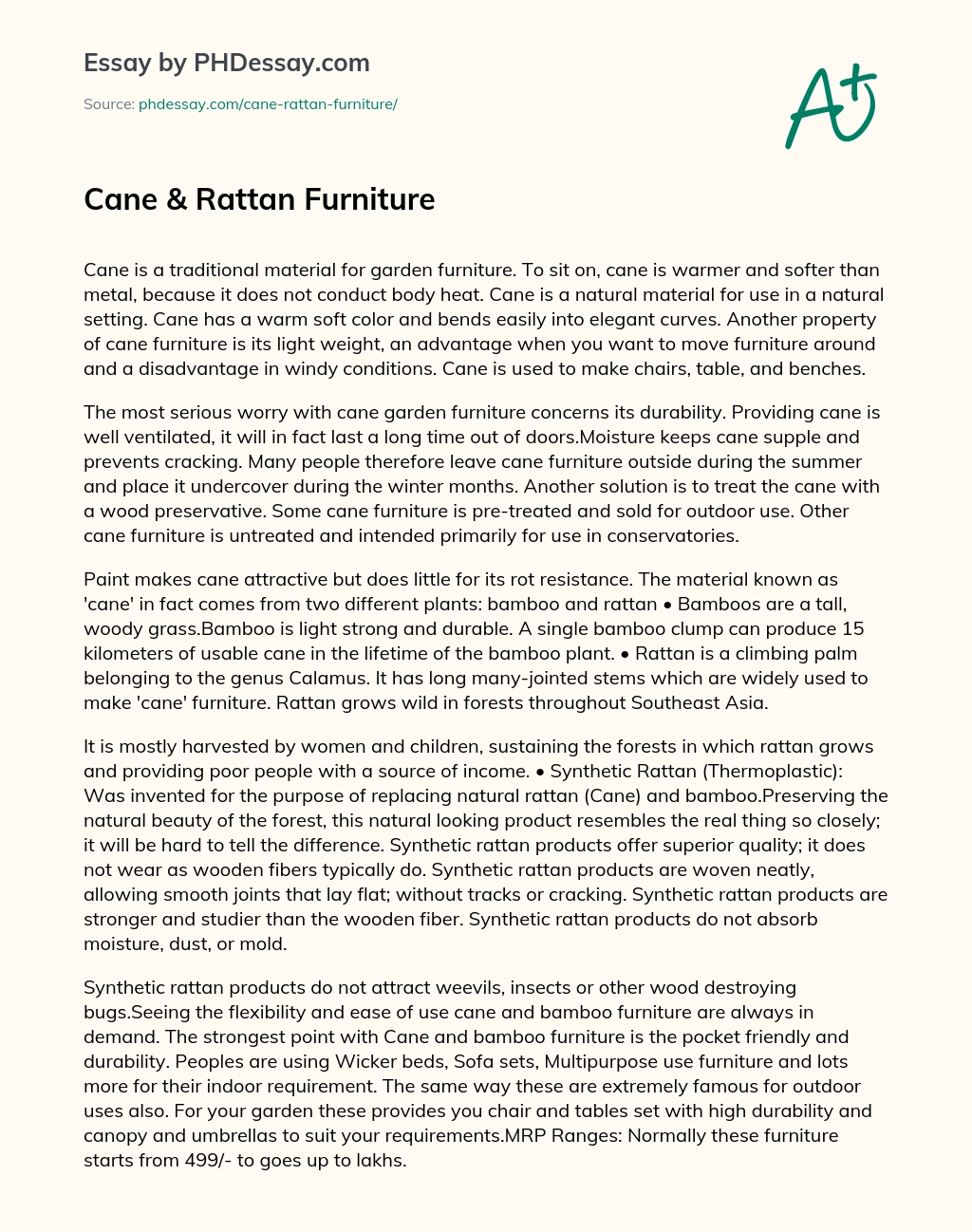Cane & Rattan Furniture essay