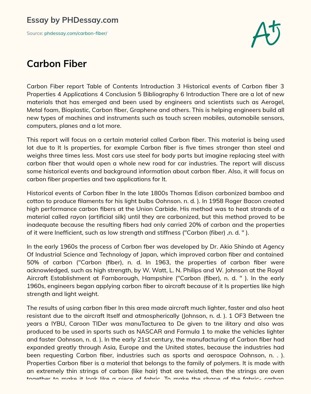Carbon fiber essay