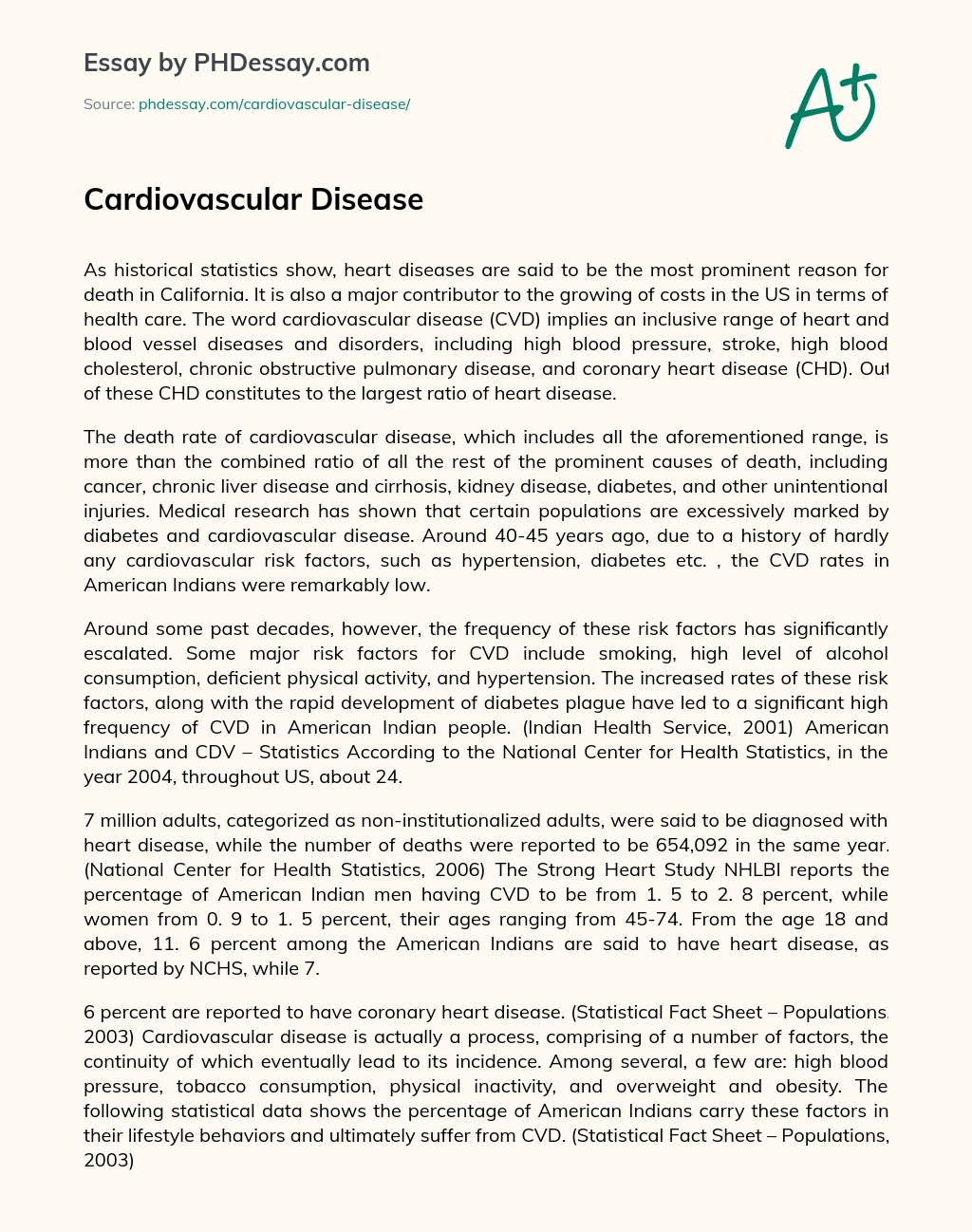 cardiovascular disease essay examples