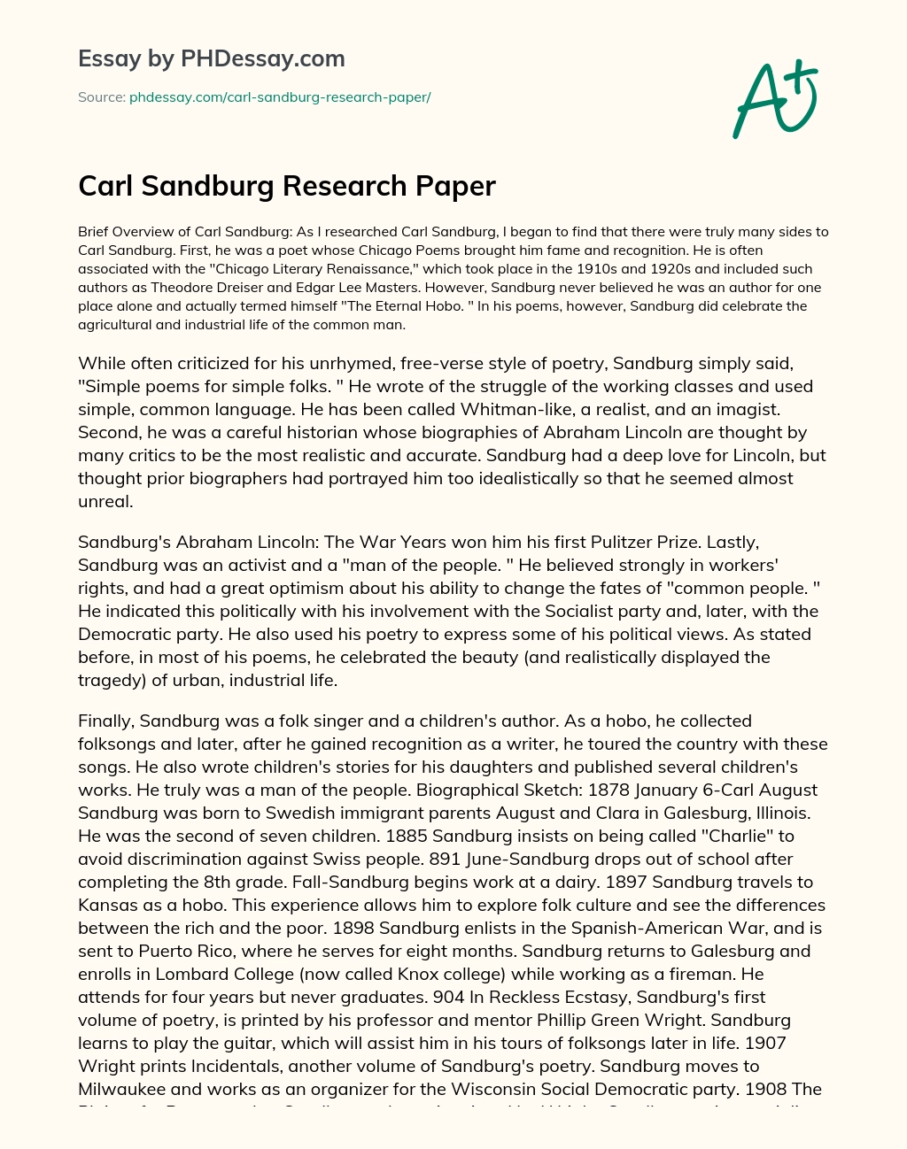 Carl Sandburg essay
