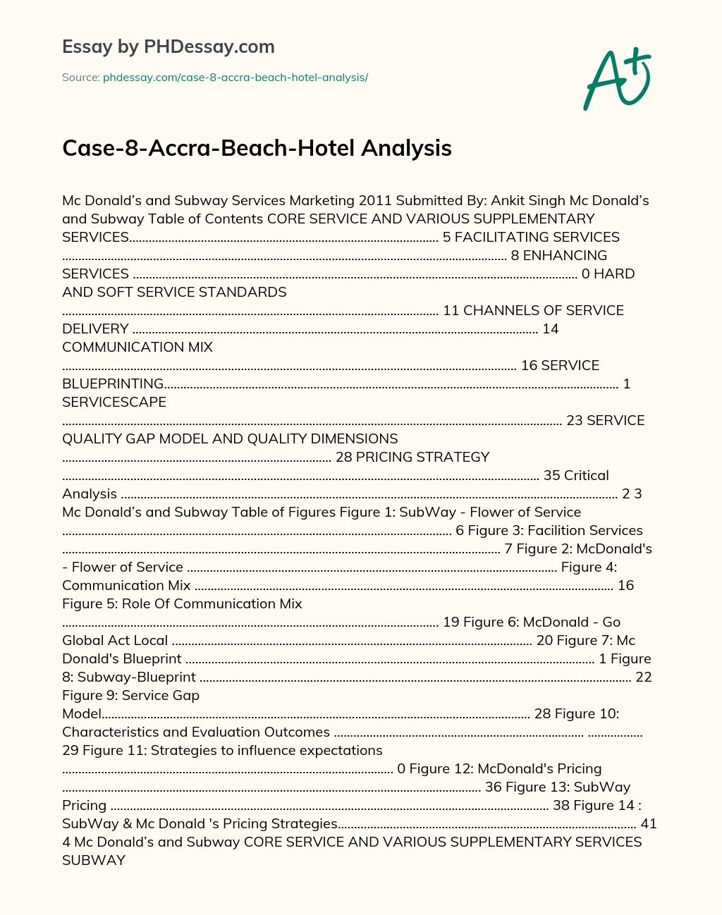 Case-8-Accra-Beach-Hotel Analysis essay