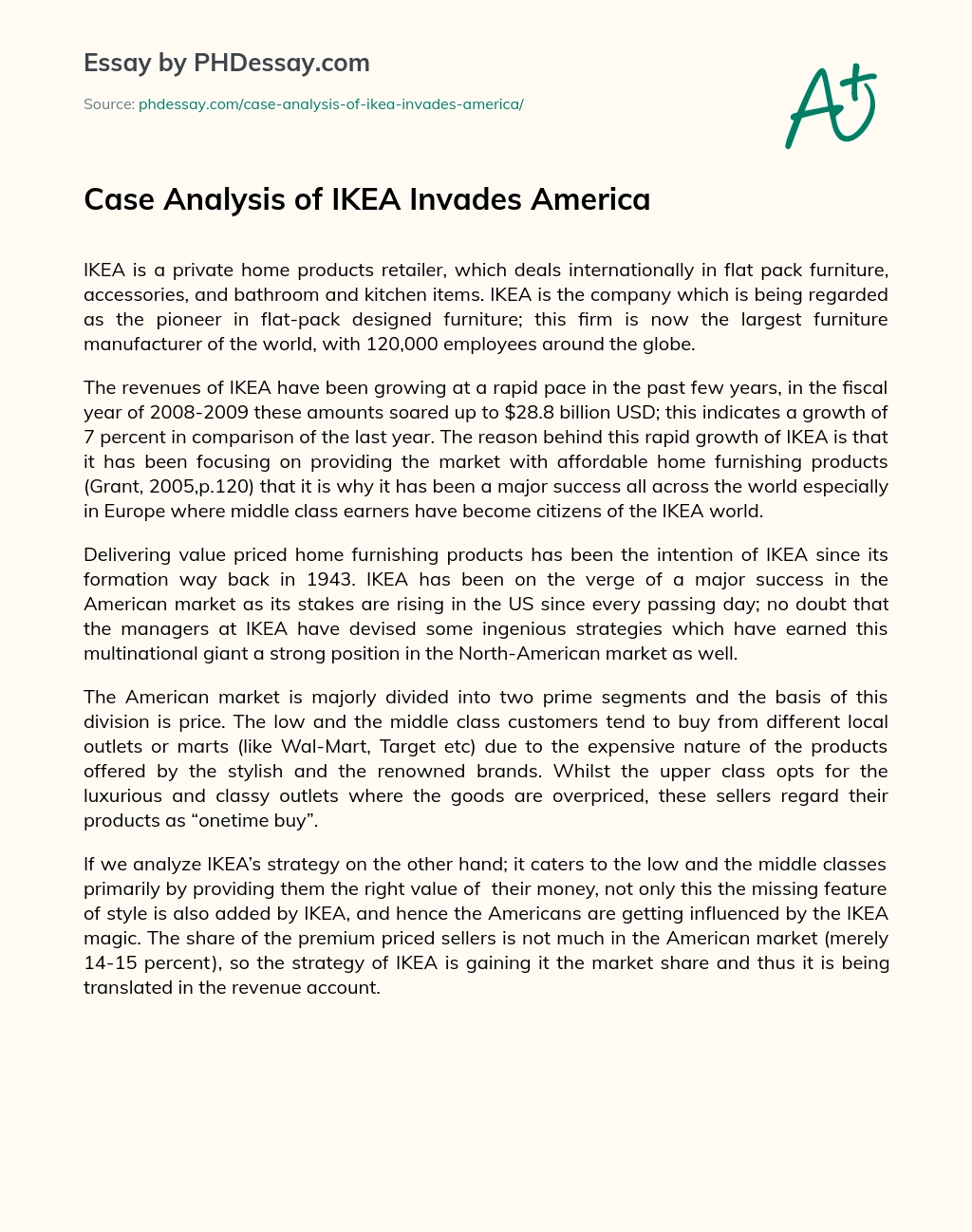 Case Analysis of IKEA Invades America essay