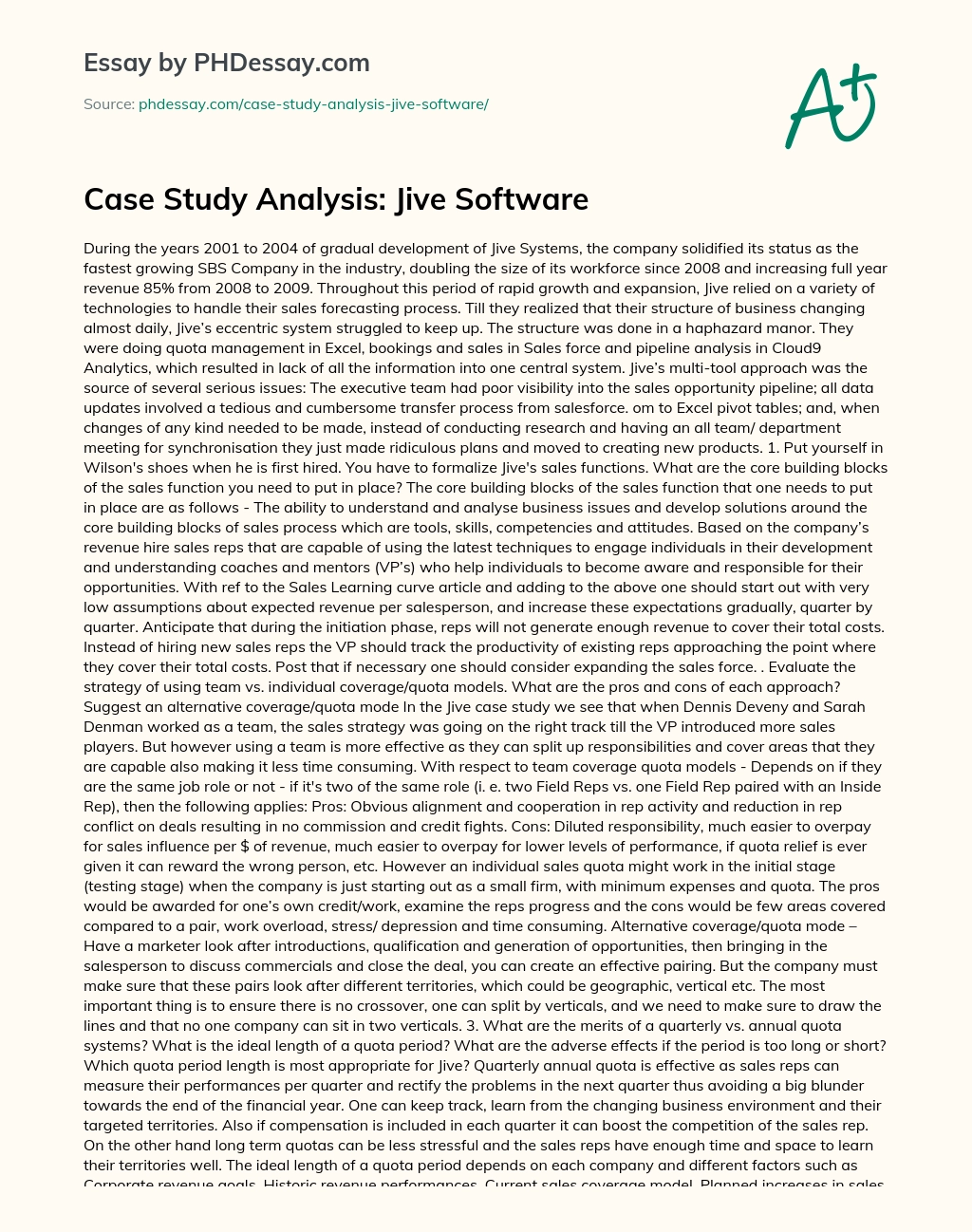 Case Study Analysis: Jive Software essay