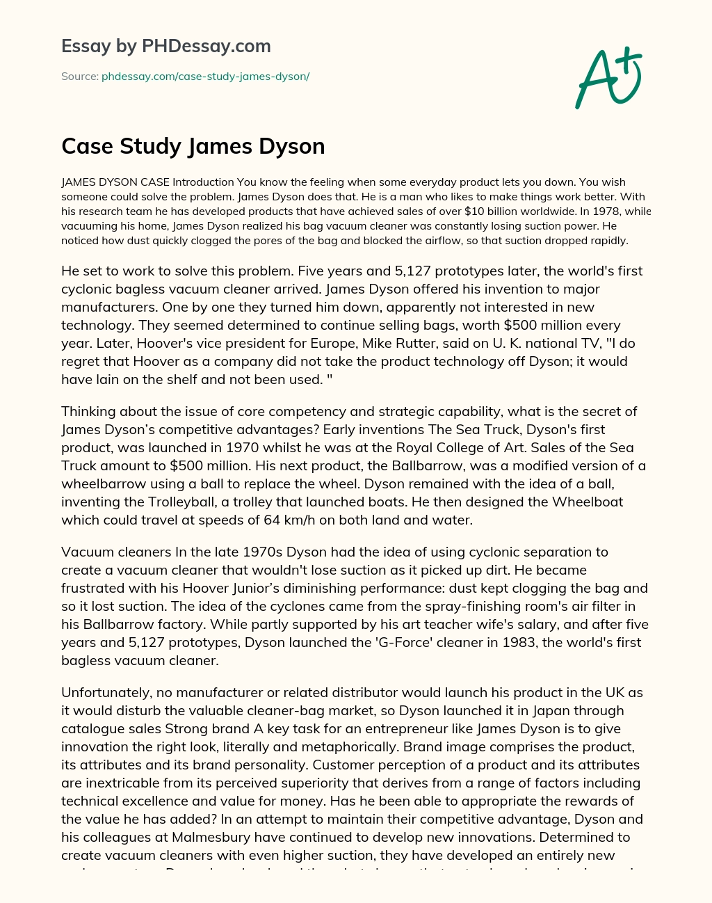 Case Study James Dyson essay