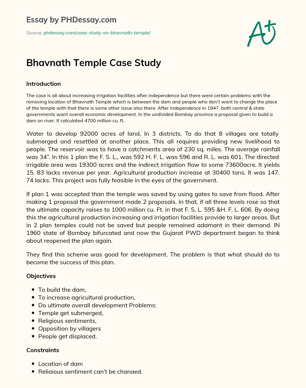 Bhavnath Temple Case Study essay