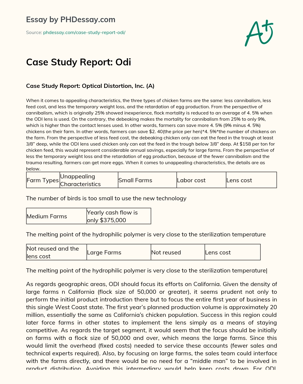 Case Study Report: Odi essay