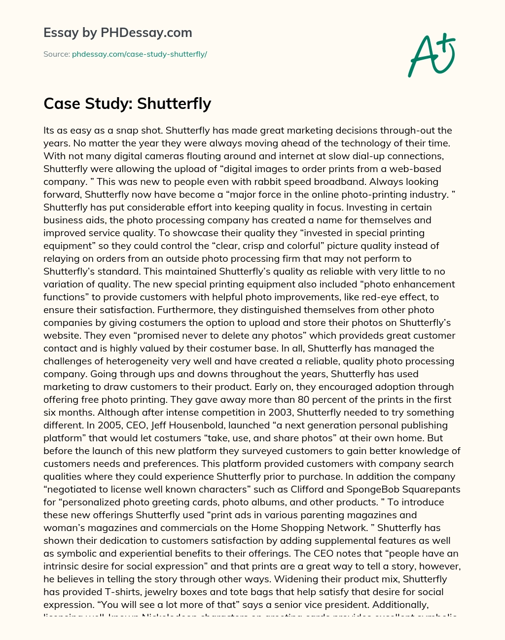 Case Study: Shutterfly essay