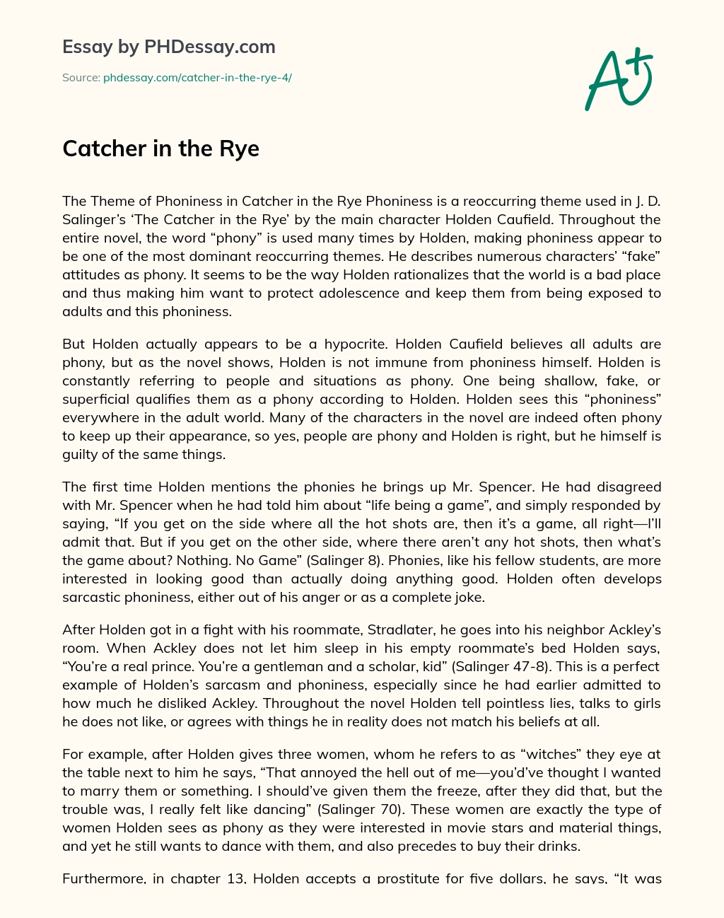 Catcher in the Rye essay