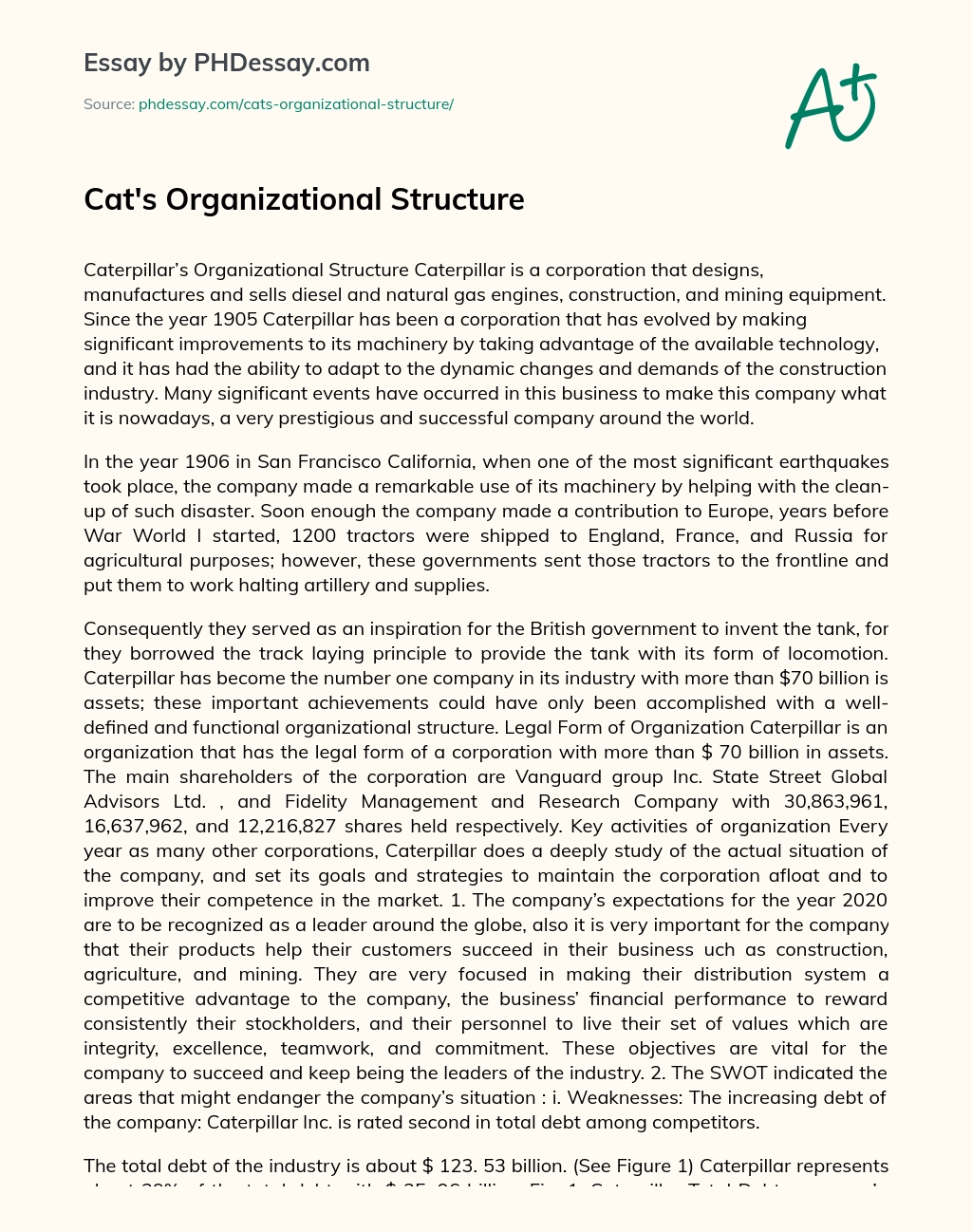 Caterpillar’s Organizational Structure essay