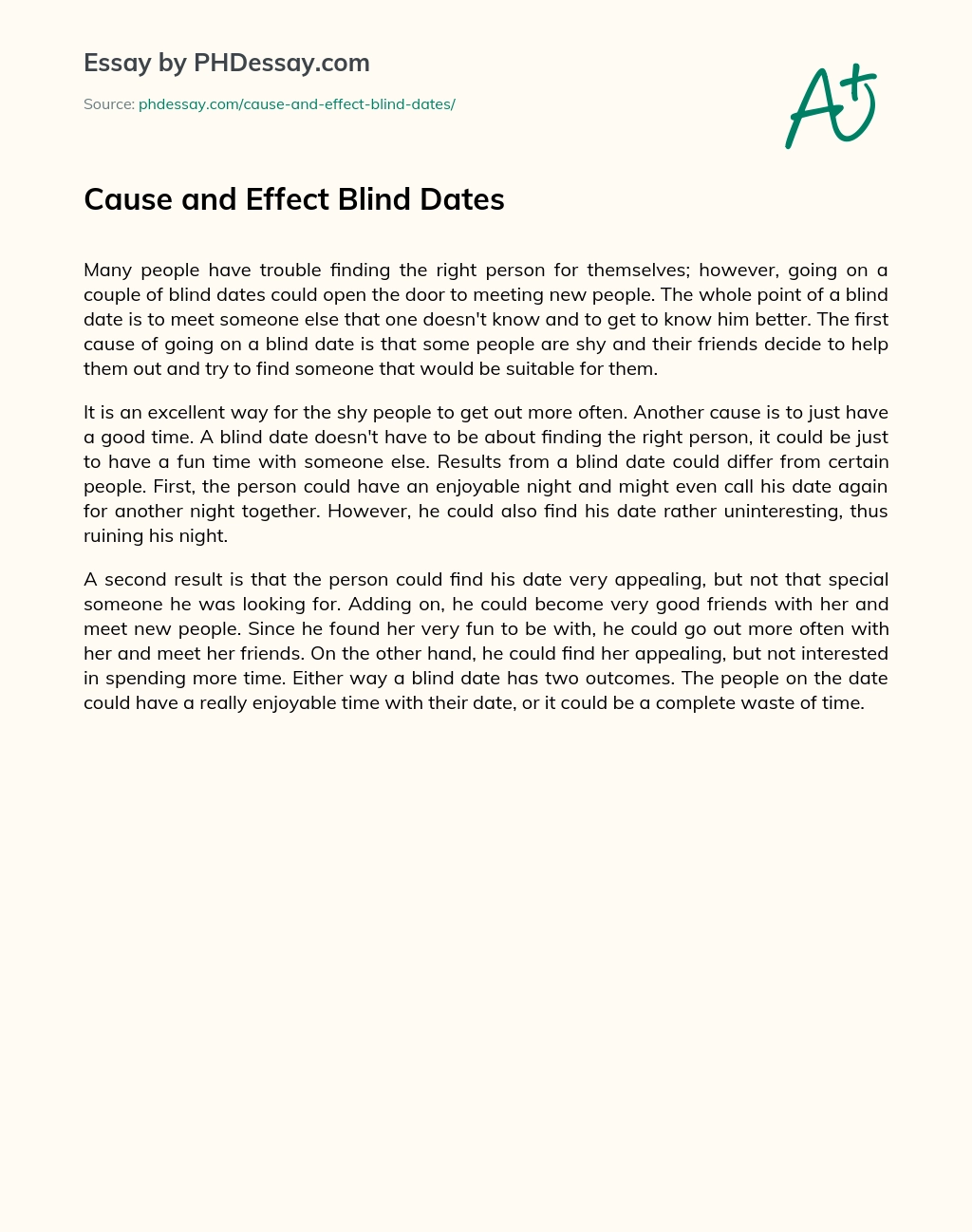 Cause and Effect Blind Dates essay