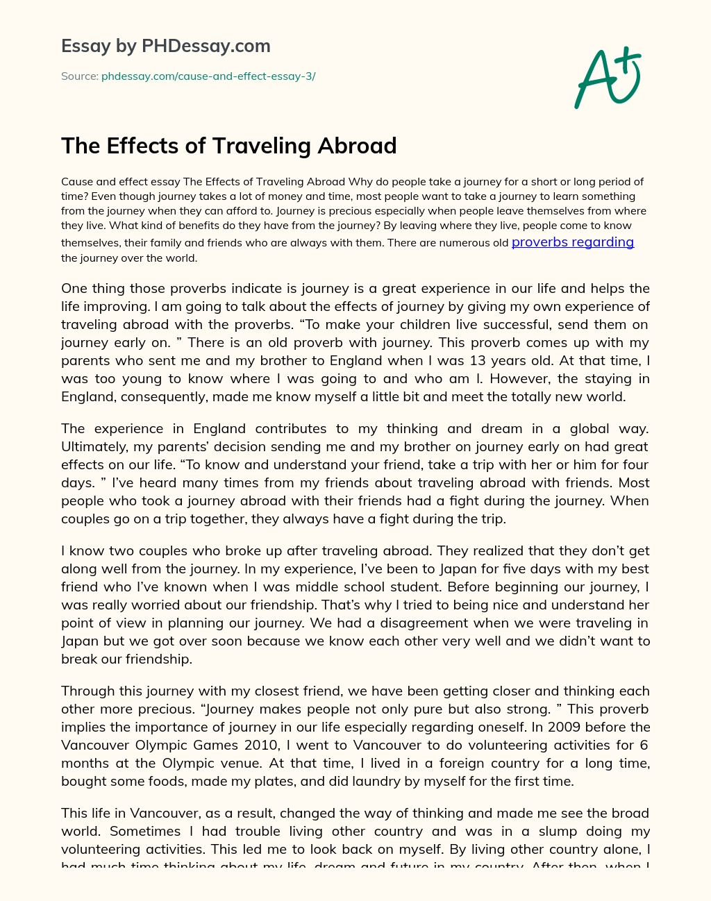 The Effects of Traveling Abroad essay