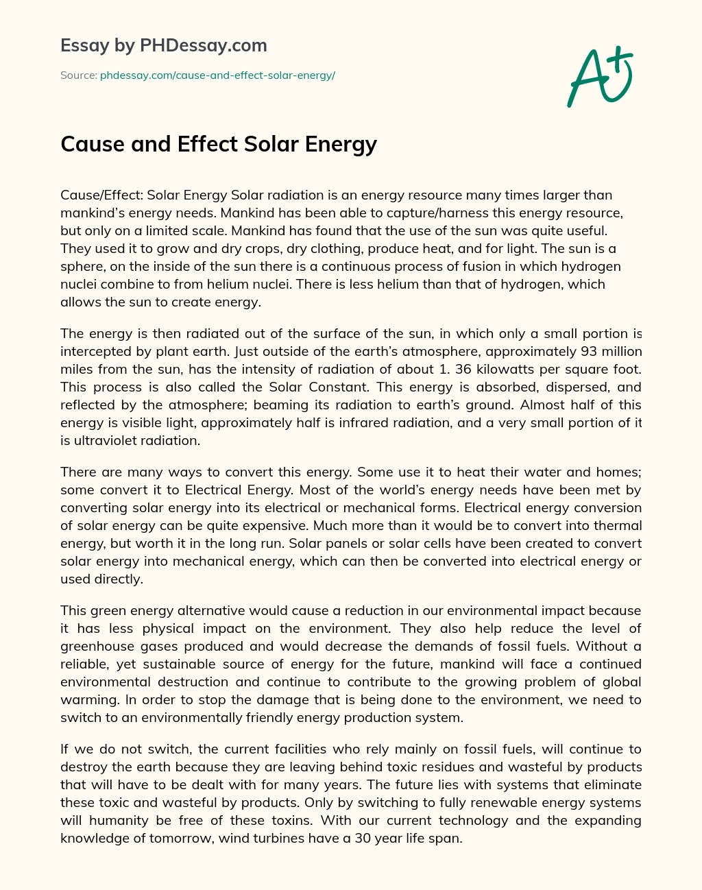 essay solar energy