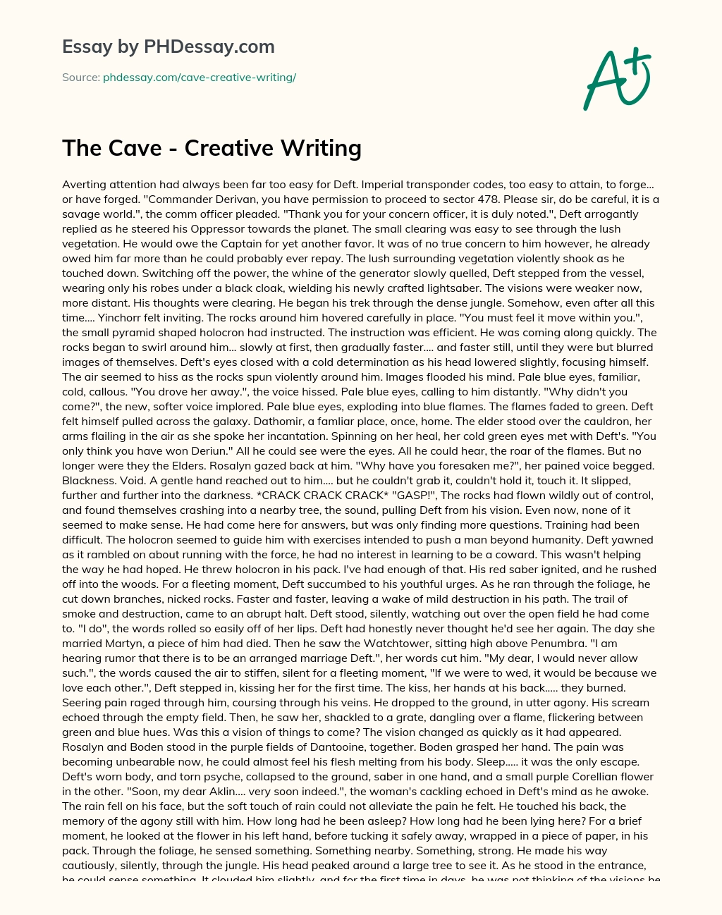 The Cave – Creative Writing essay