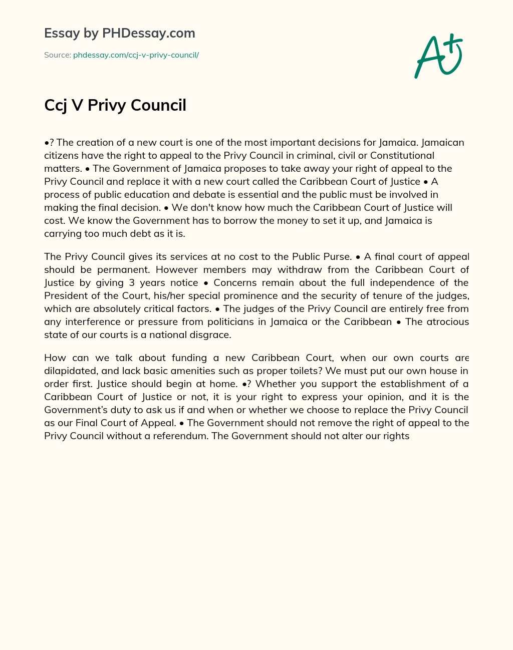 Ccj V Privy Council essay