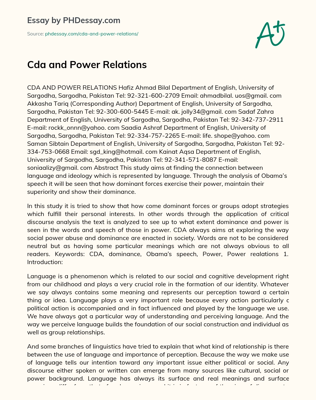 CDA and Power Relations essay