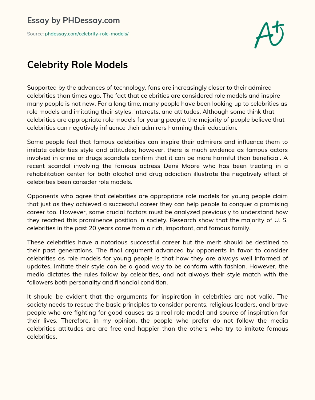 Celebrity Role Models essay