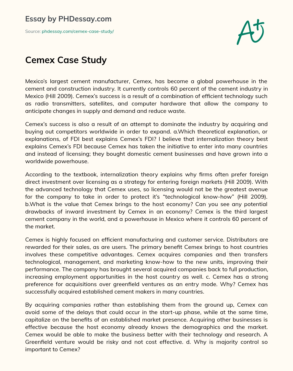 Cemex Case Study essay