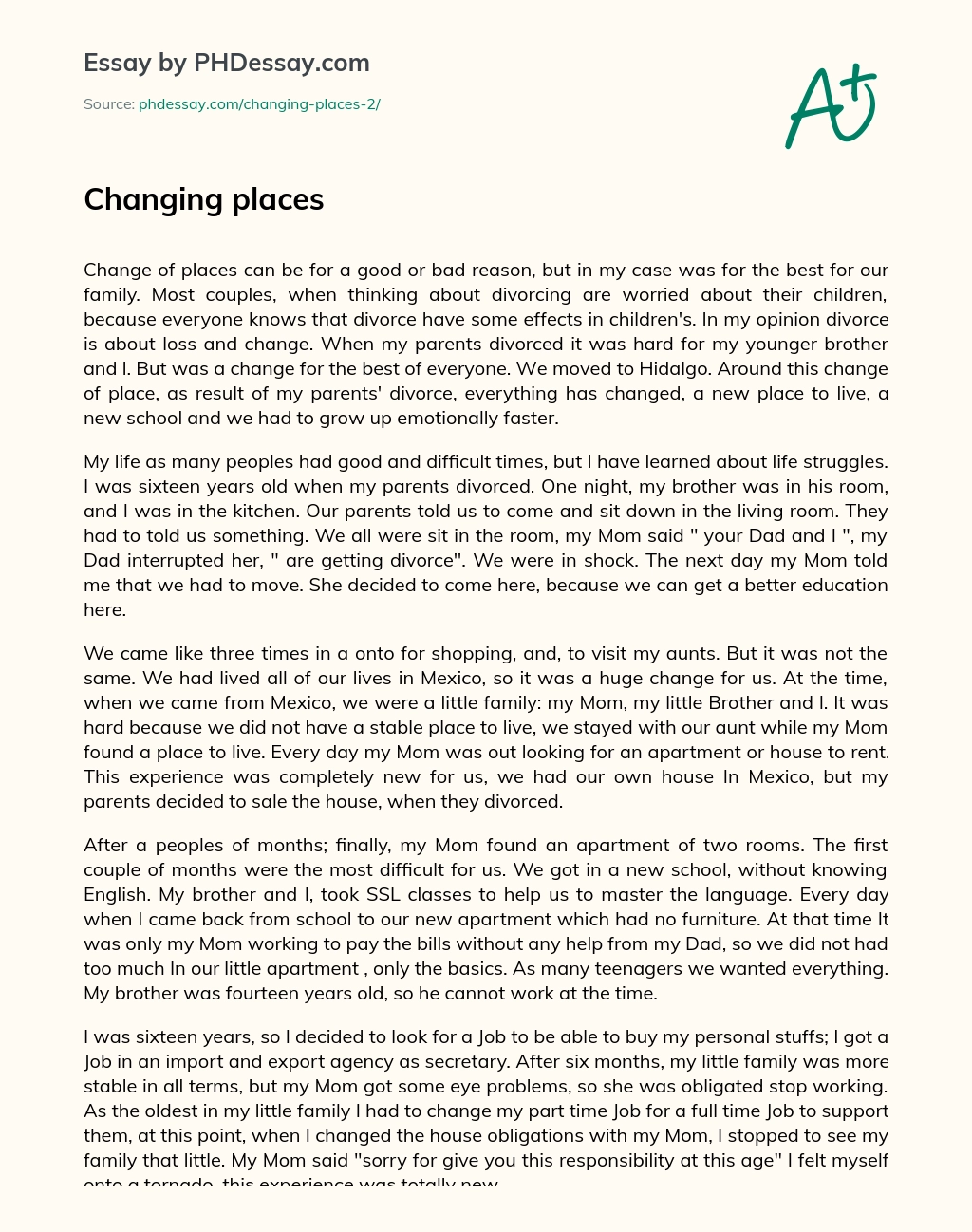 Changing places essay