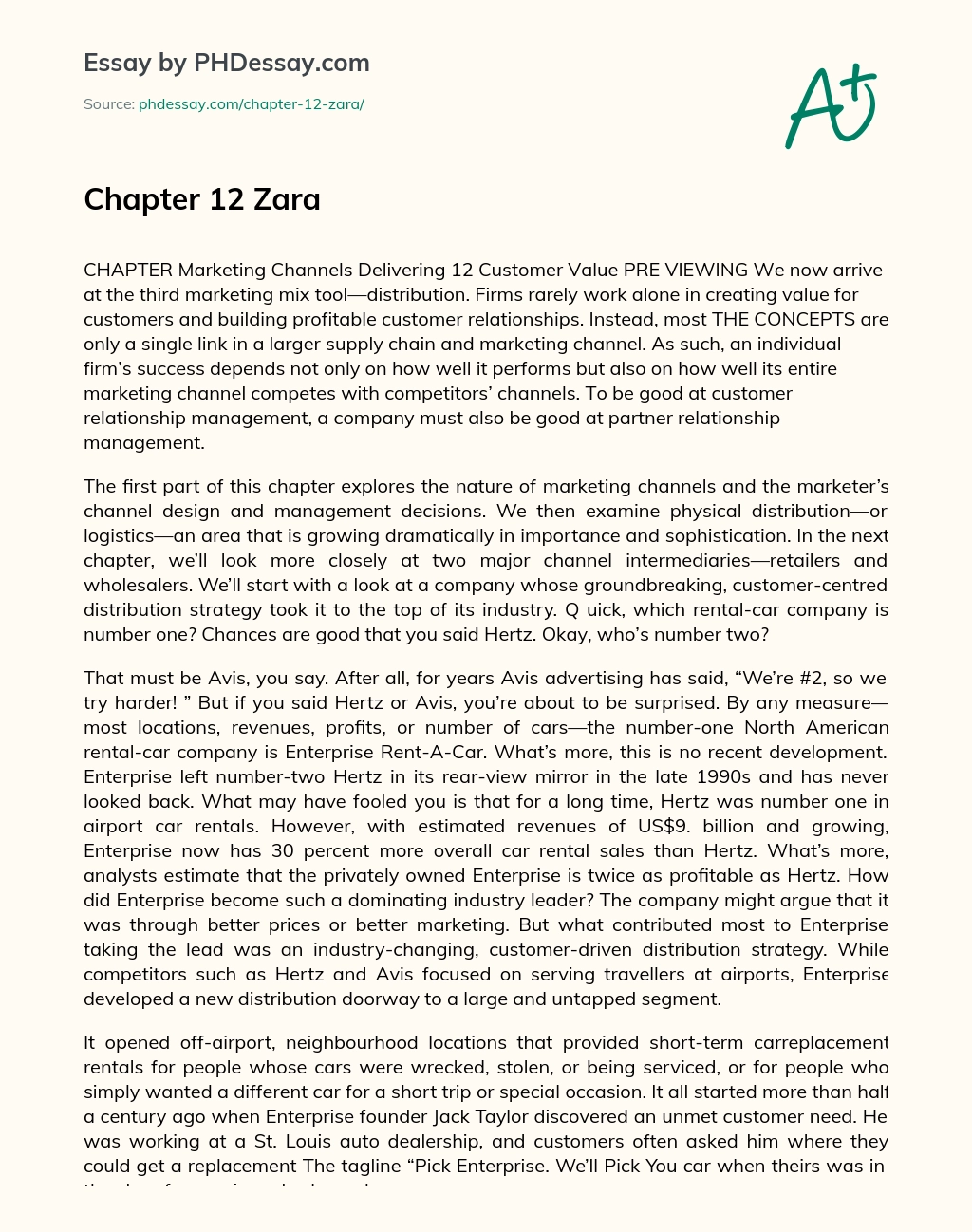 Chapter 12 Zara essay