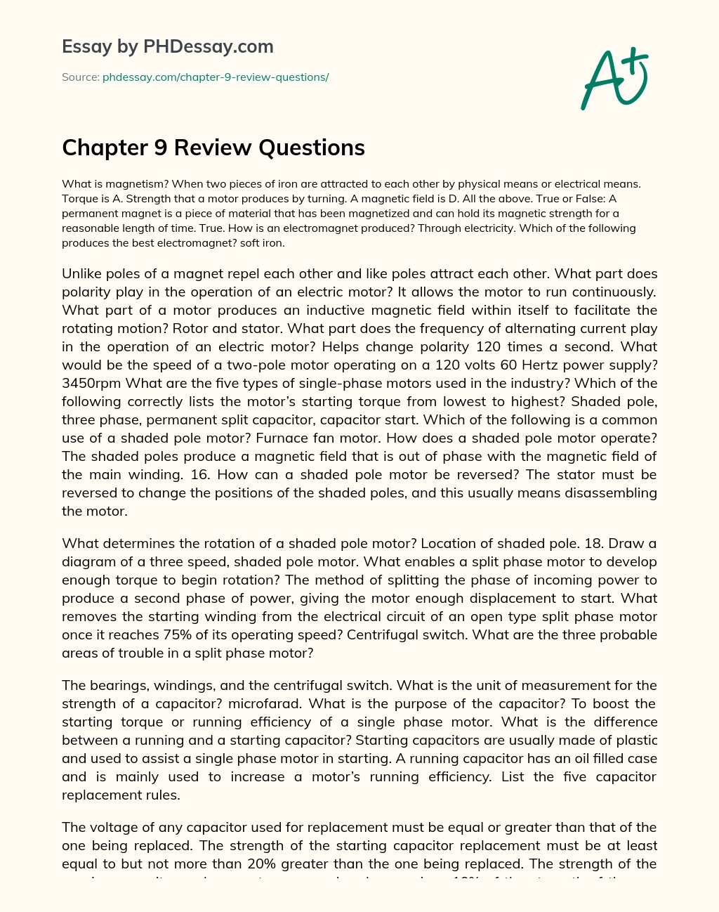 Chapter 9 Review Questions essay