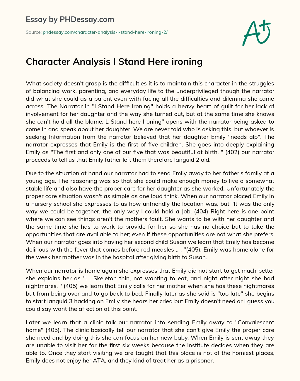Character Analysis I Stand Here ironing essay