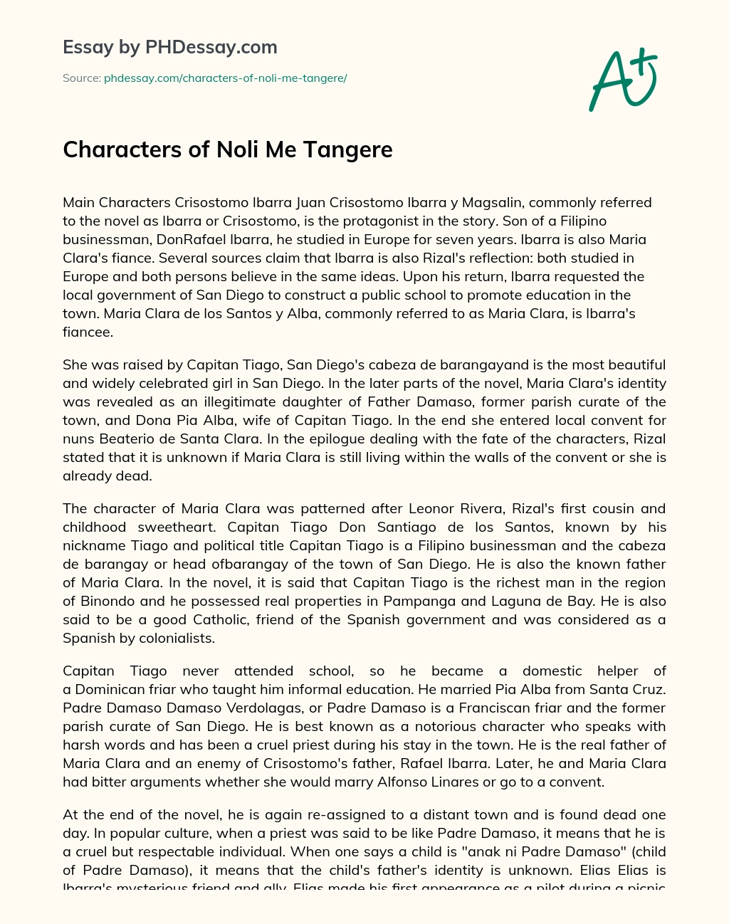 Characters of Noli Me Tangere essay