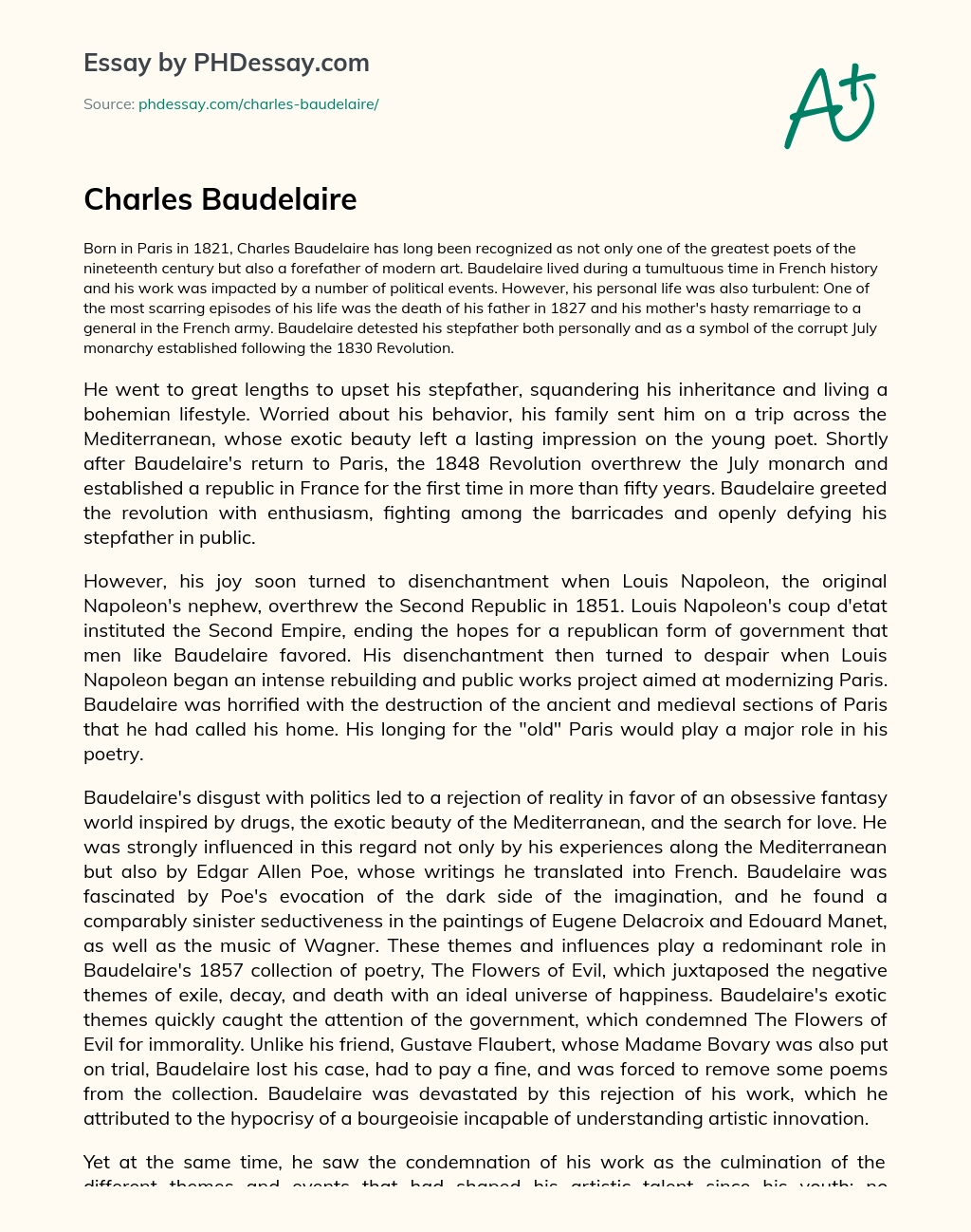 Charles Baudelaire essay