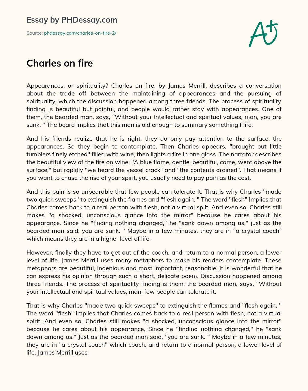 Charles on fire essay