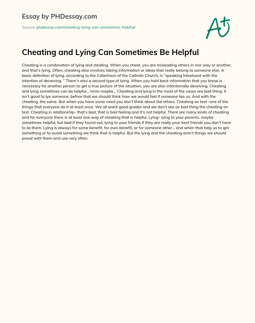 essay about lying to parents