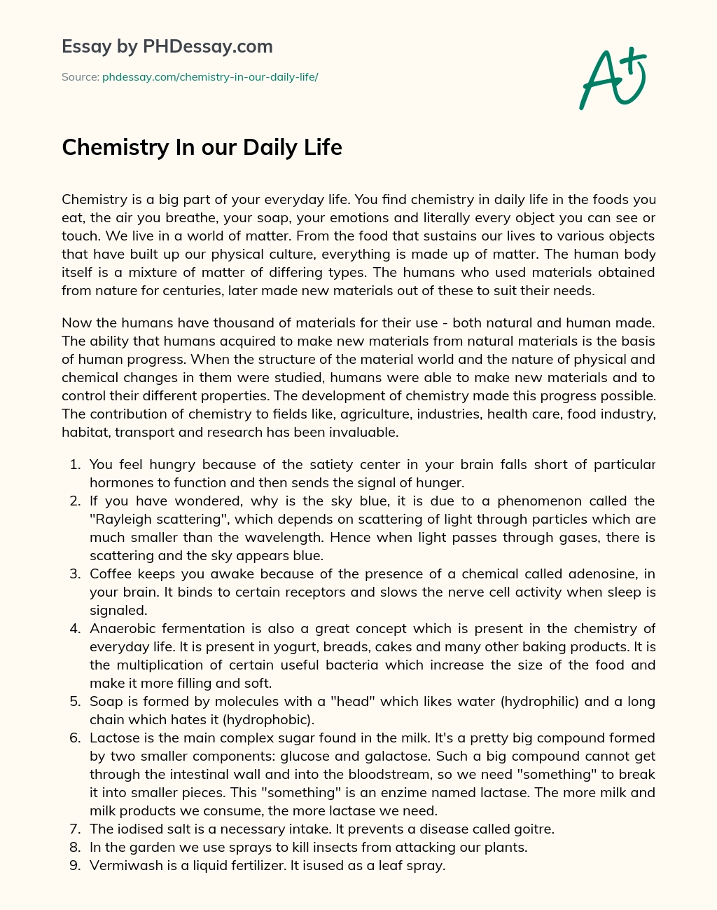 Chemistry In our Daily Life essay
