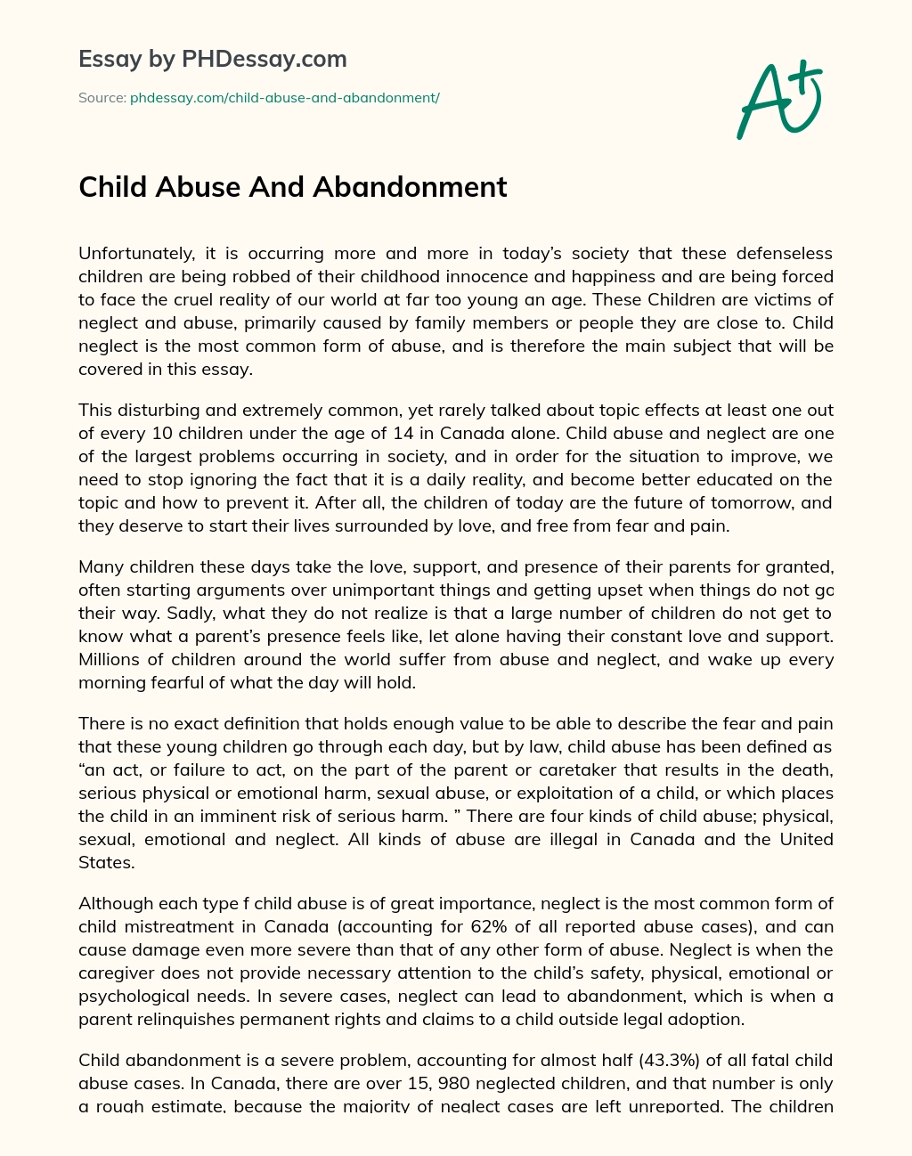 Child Abuse And Abandonment essay