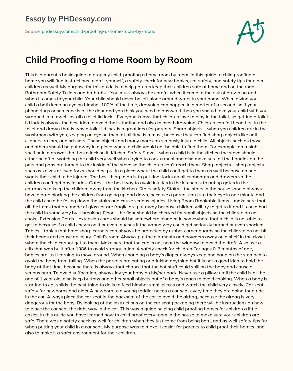 Child Proofing a Home Room by Room essay