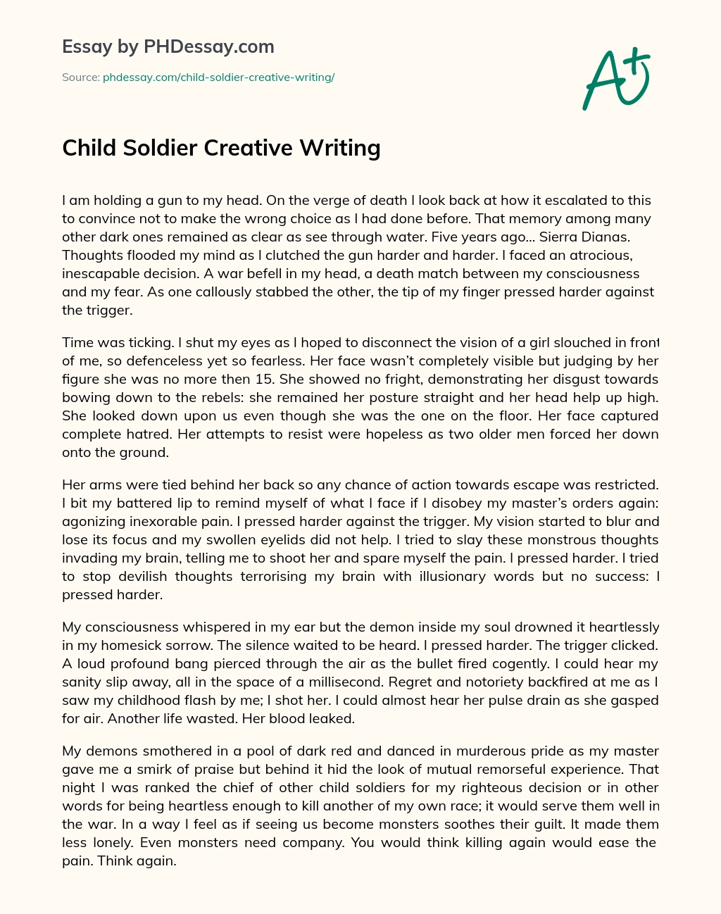 Child Soldier Creative Writing essay
