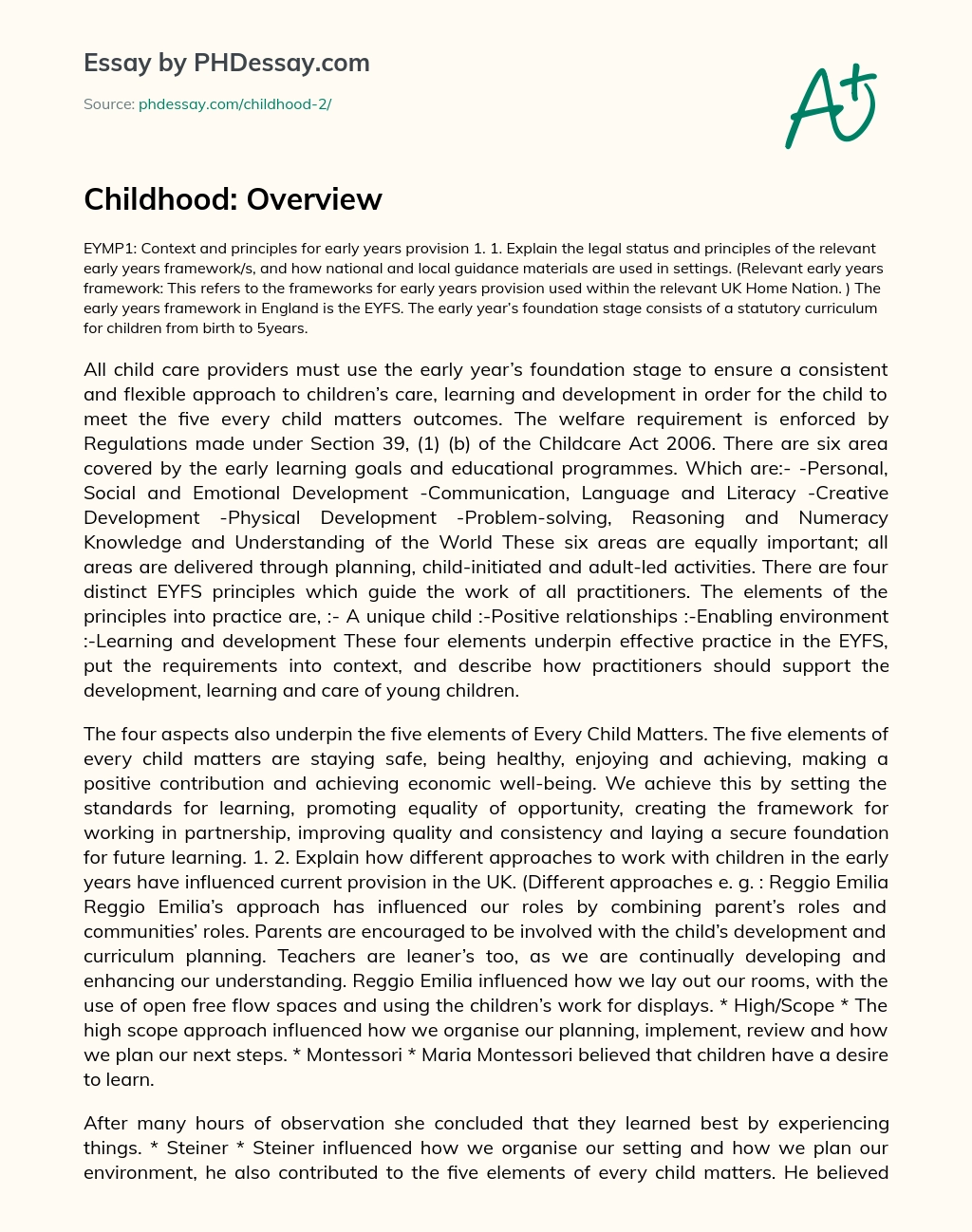 Childhood: Overview essay