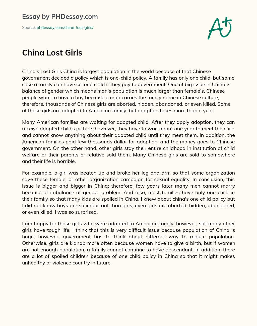 China Lost Girls essay