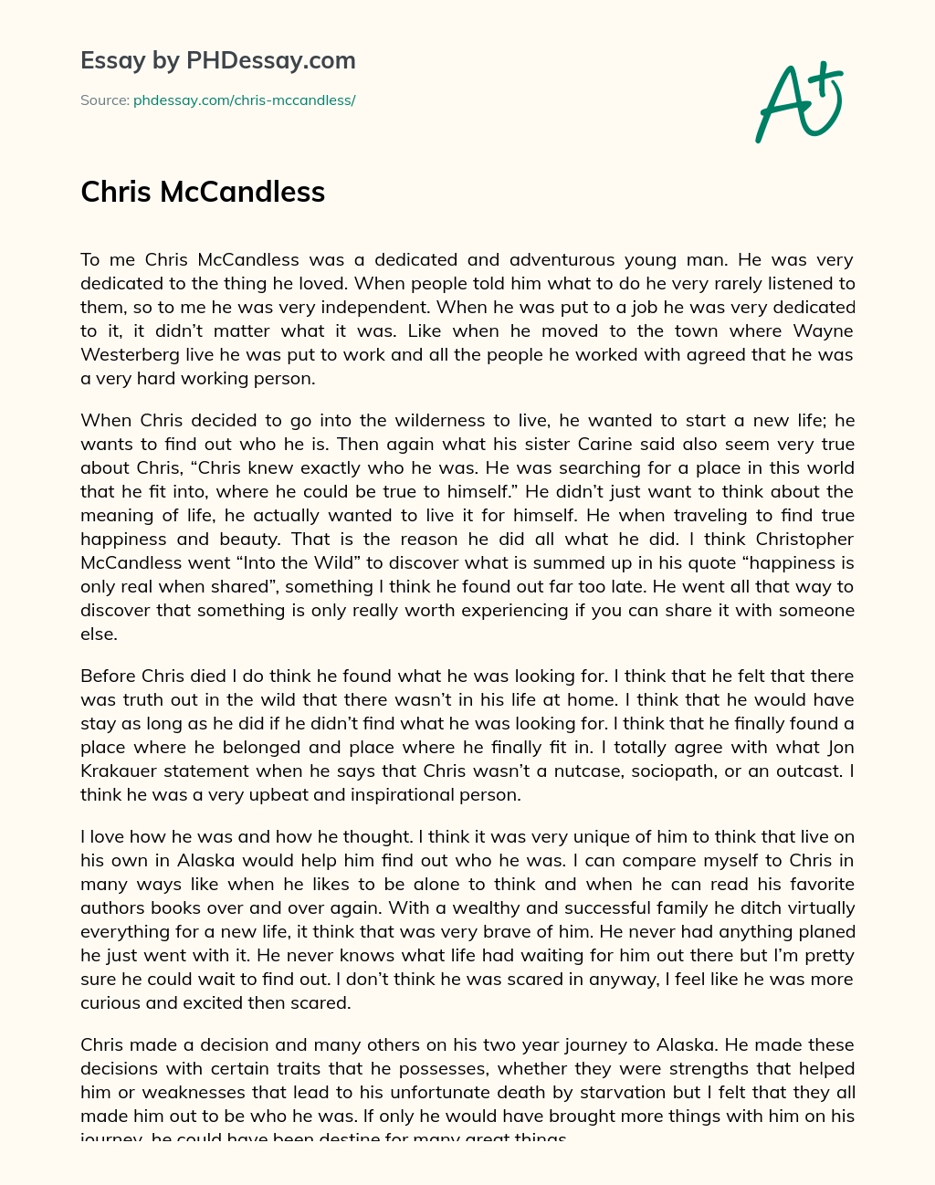 Chris McCandless essay