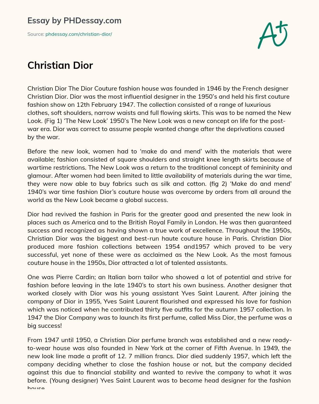 Christian Dior essay