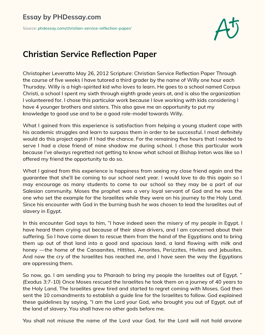 church experience essay