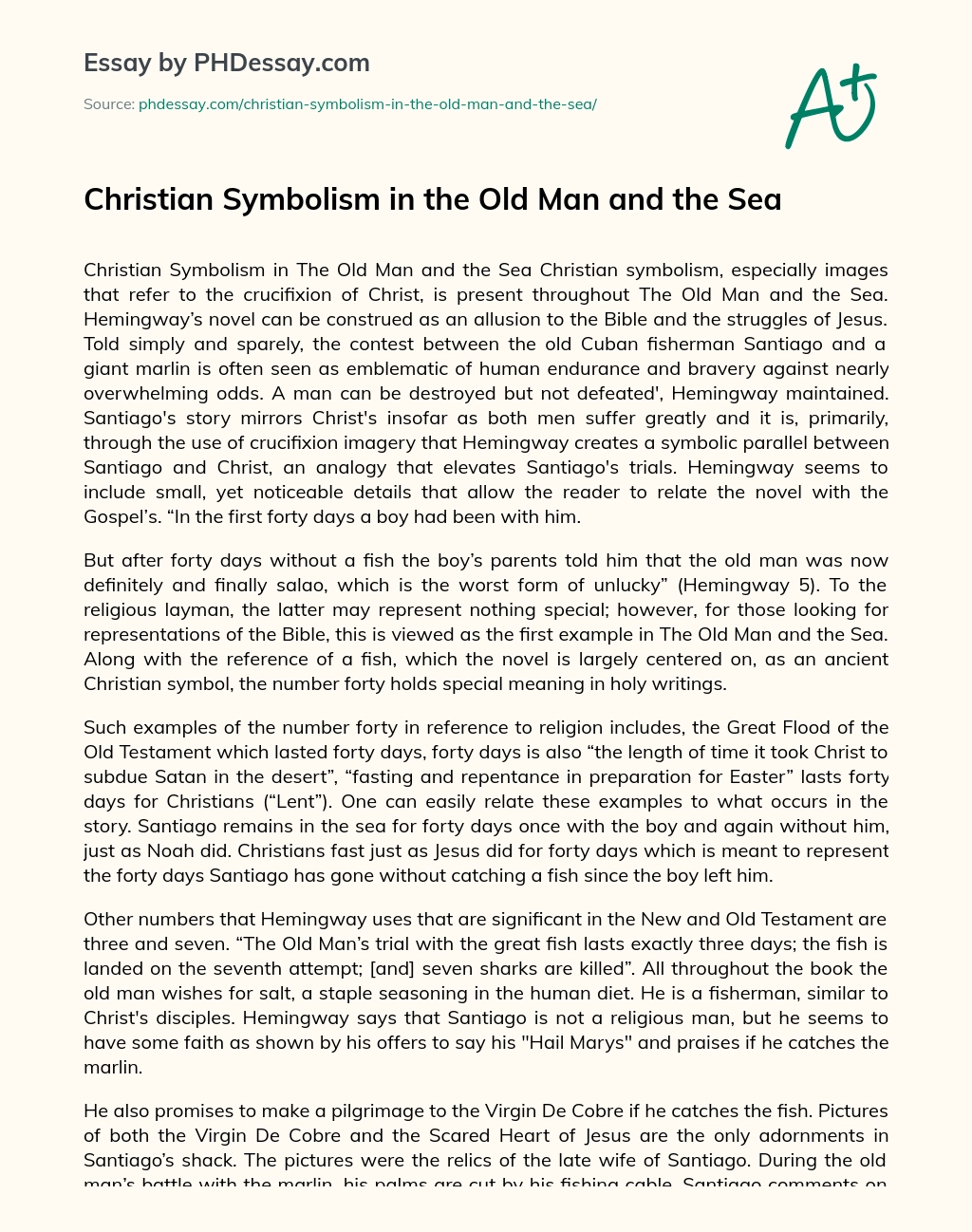 Christian Symbolism in the Old Man and the Sea essay