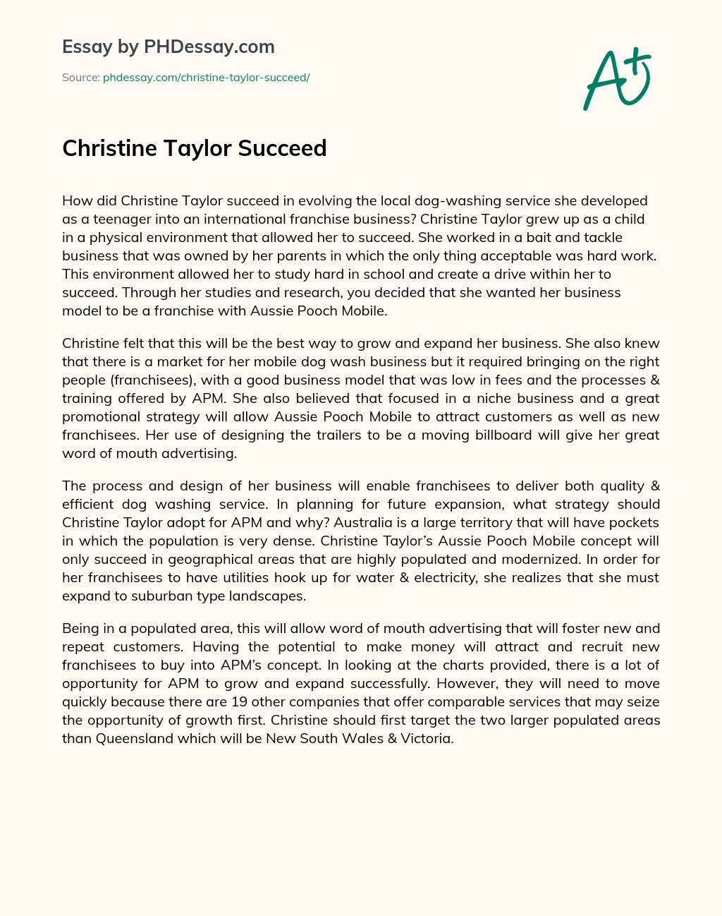 Christine Taylor Succeed essay