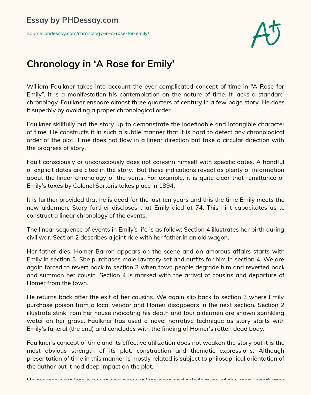 Chronology in ‘A Rose for Emily’ essay
