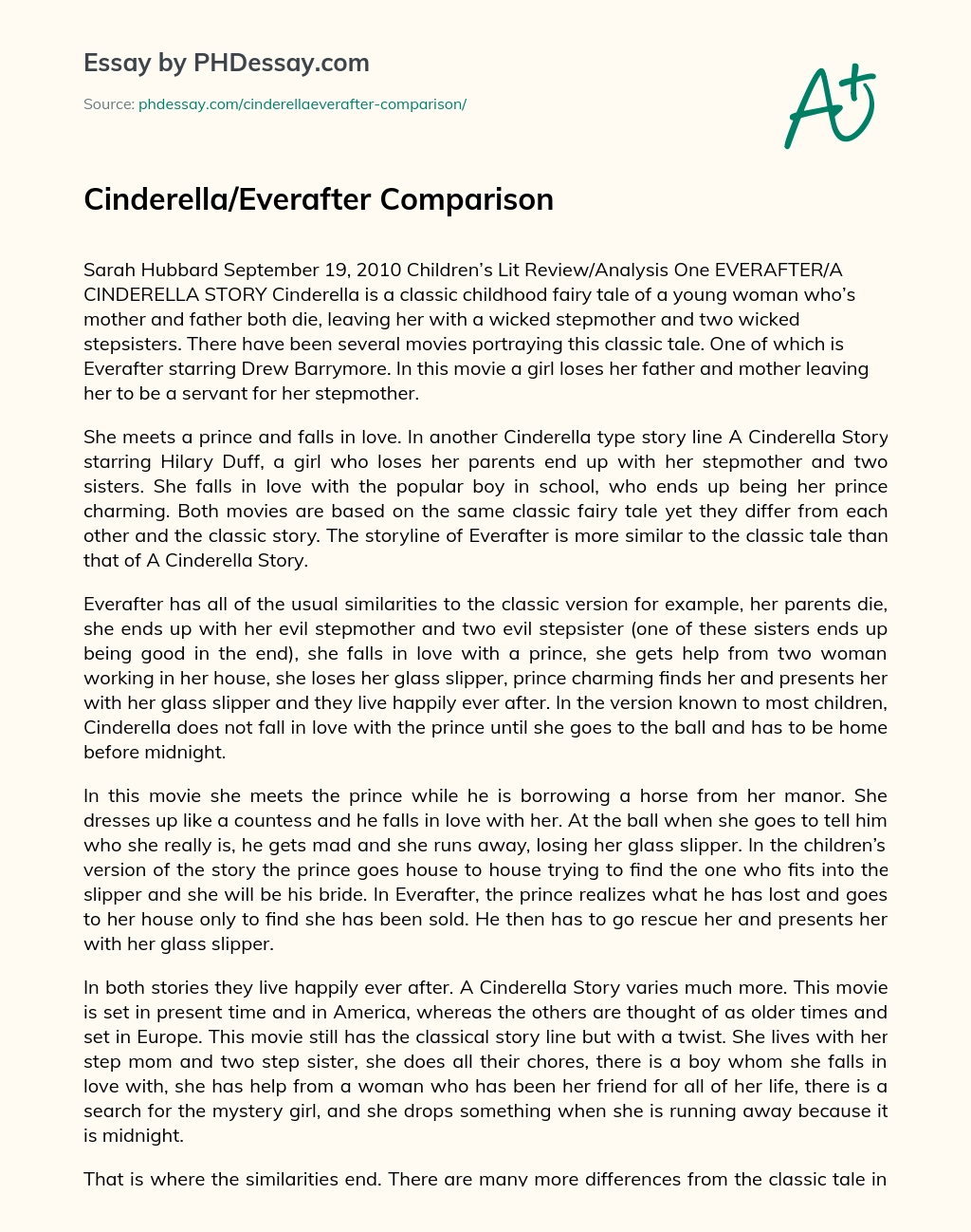 Cinderella/Everafter Comparison essay