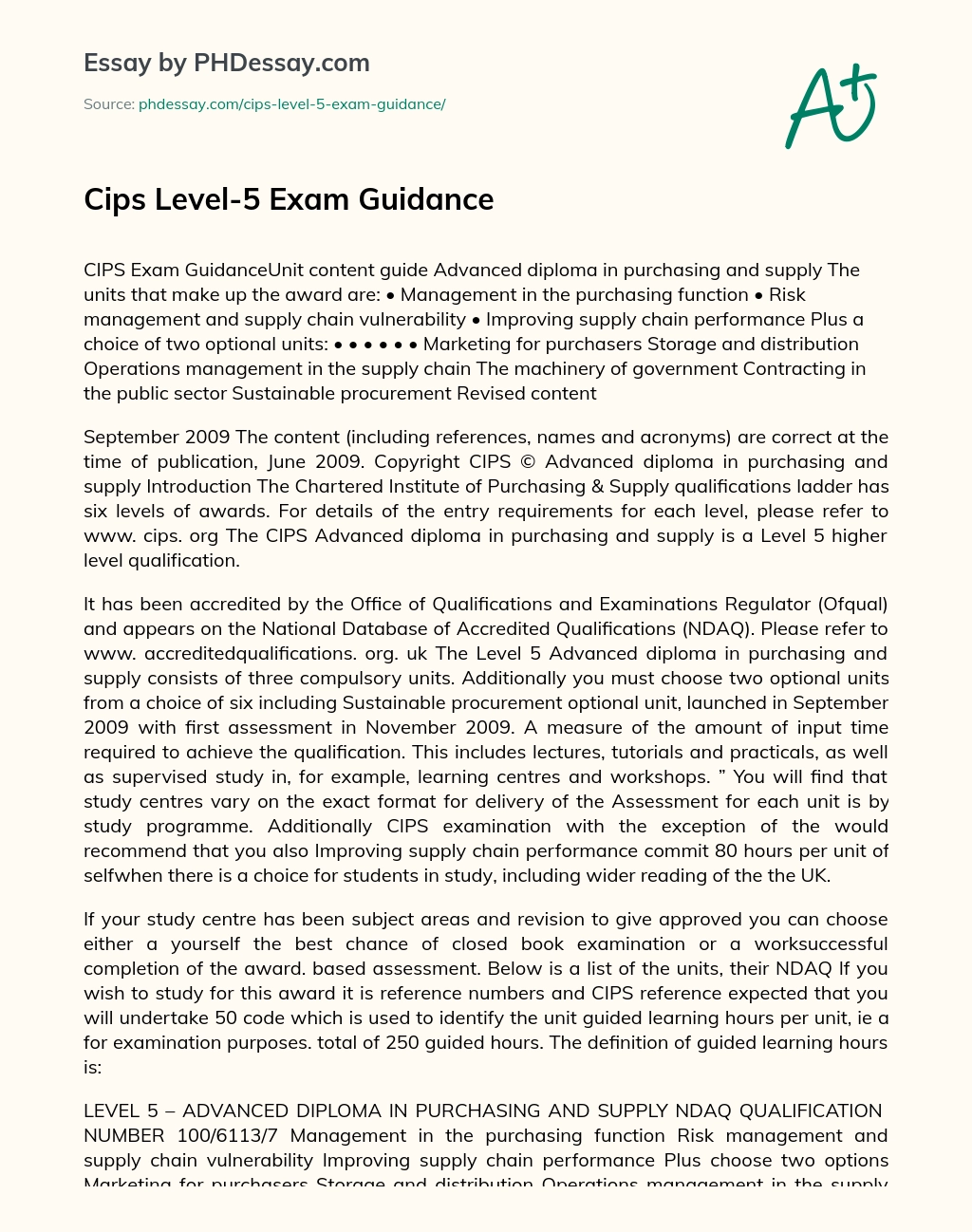 Cips Level-5 Exam Guidance essay