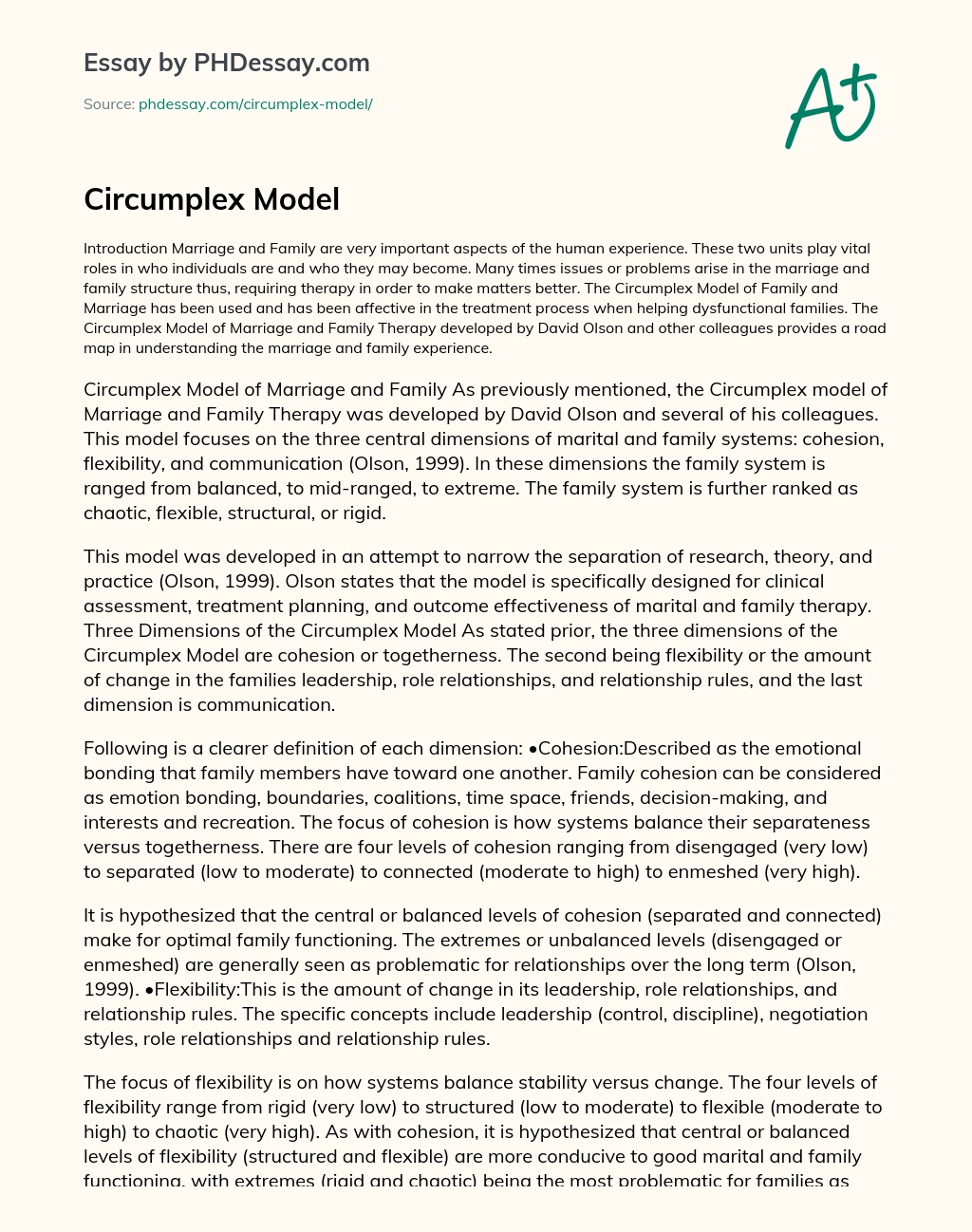 Circumplex model essay